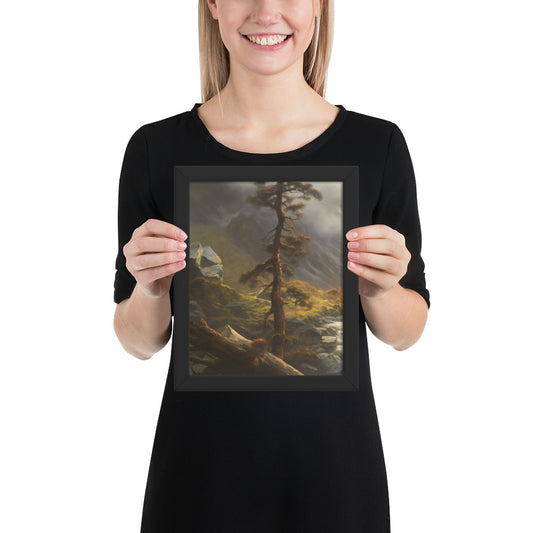 Mountain Foggy River Valley-left Framed Poster - Solid Rock Designs | Christian Apparel