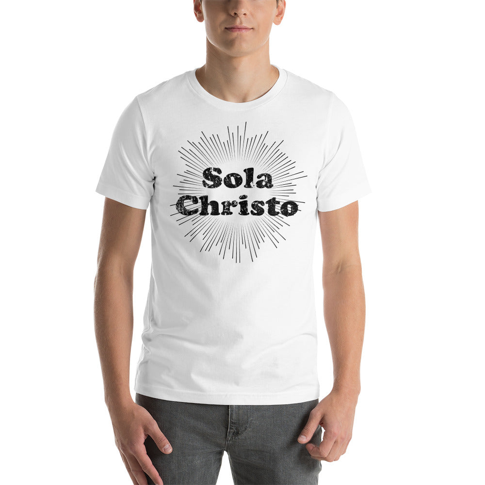 Sola Christo Faded Sunburst Unisex t-shirt - Solid Rock Designs | Christian Apparel
