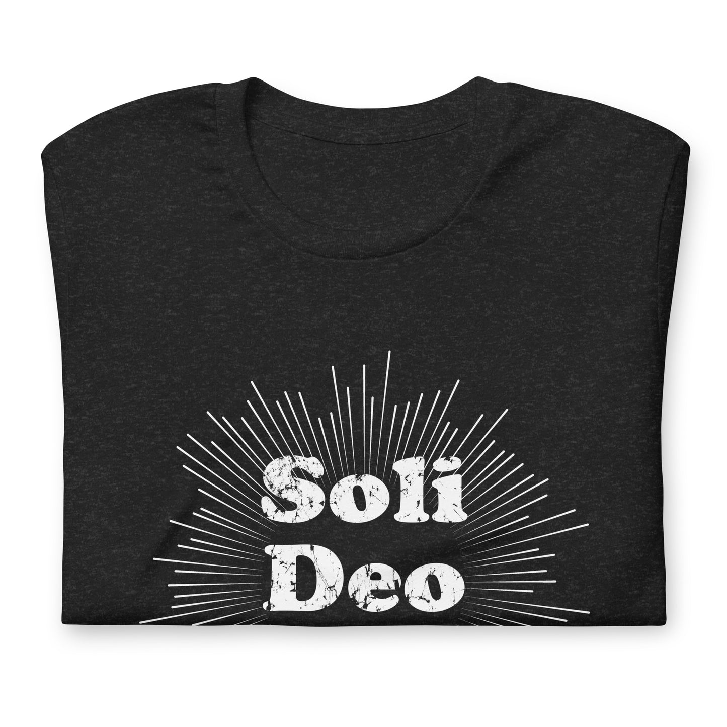 Soli Deo Gloria! Faded Sunburst Unisex t-shirt - Solid Rock Designs | Christian Apparel