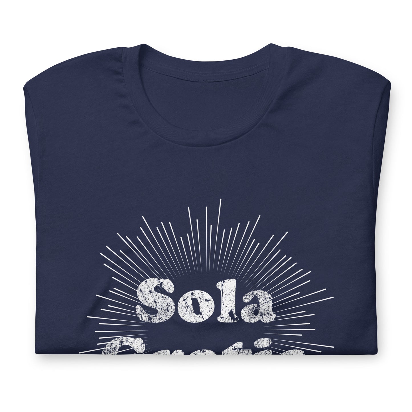 Sola Gratia! Faded Sunburst Unisex t-shirt - Solid Rock Designs | Christian Apparel