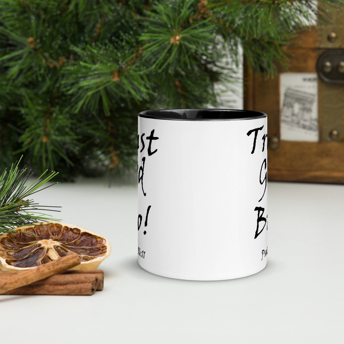 Trust God Bro! White Mug w/ Color - Solid Rock Designs | Christian Apparel
