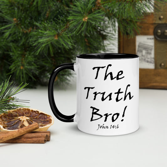 The Truth Bro! White Mug w/ Color - Solid Rock Designs | Christian Apparel
