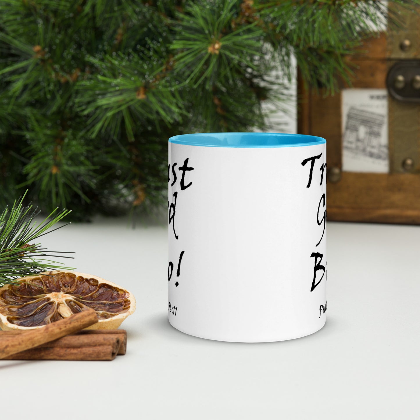 Trust God Bro! White Mug w/ Color - Solid Rock Designs | Christian Apparel