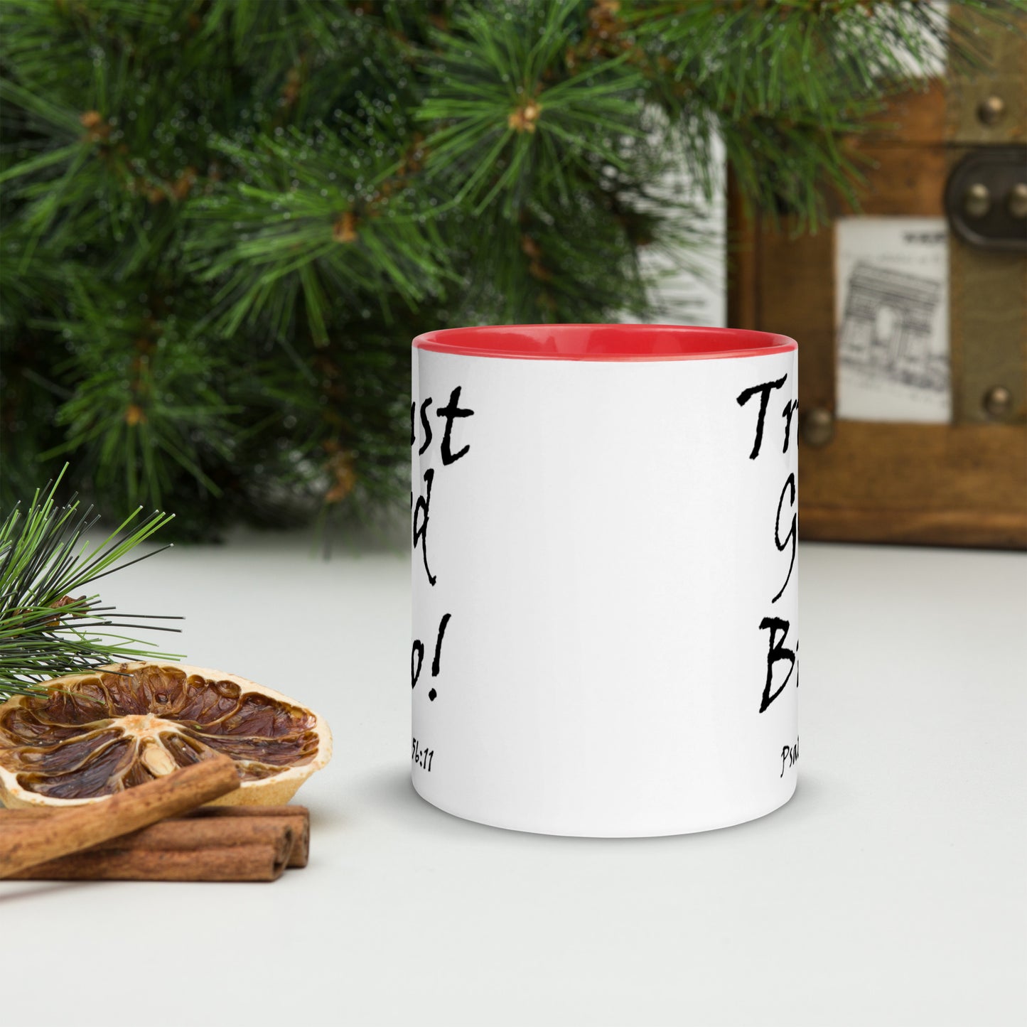 Trust God Bro! White Mug w/ Color - Solid Rock Designs | Christian Apparel