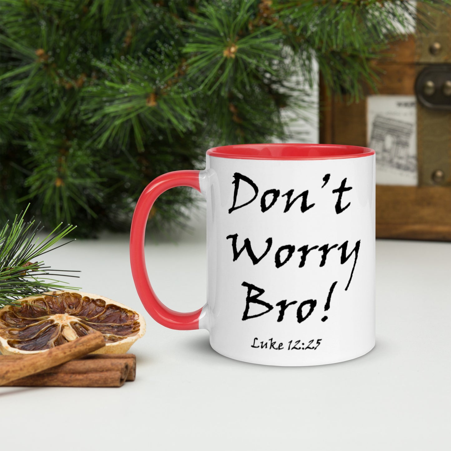 Don't Worry Bro! White Mug w/ Color - Solid Rock Designs | Christian Apparel