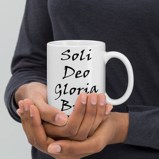 Soli Deo Gloria Bro! White Glossy Ceramic Mug - Solid Rock Designs | Christian Apparel