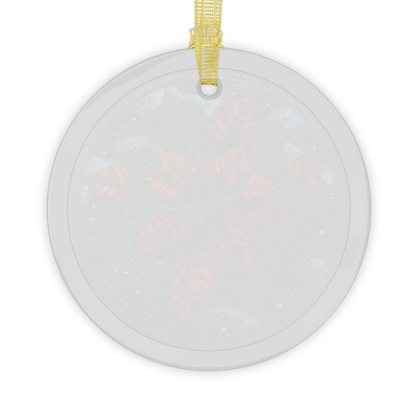 Stained Glass Style Poinsettia on Blue Glass Ornaments