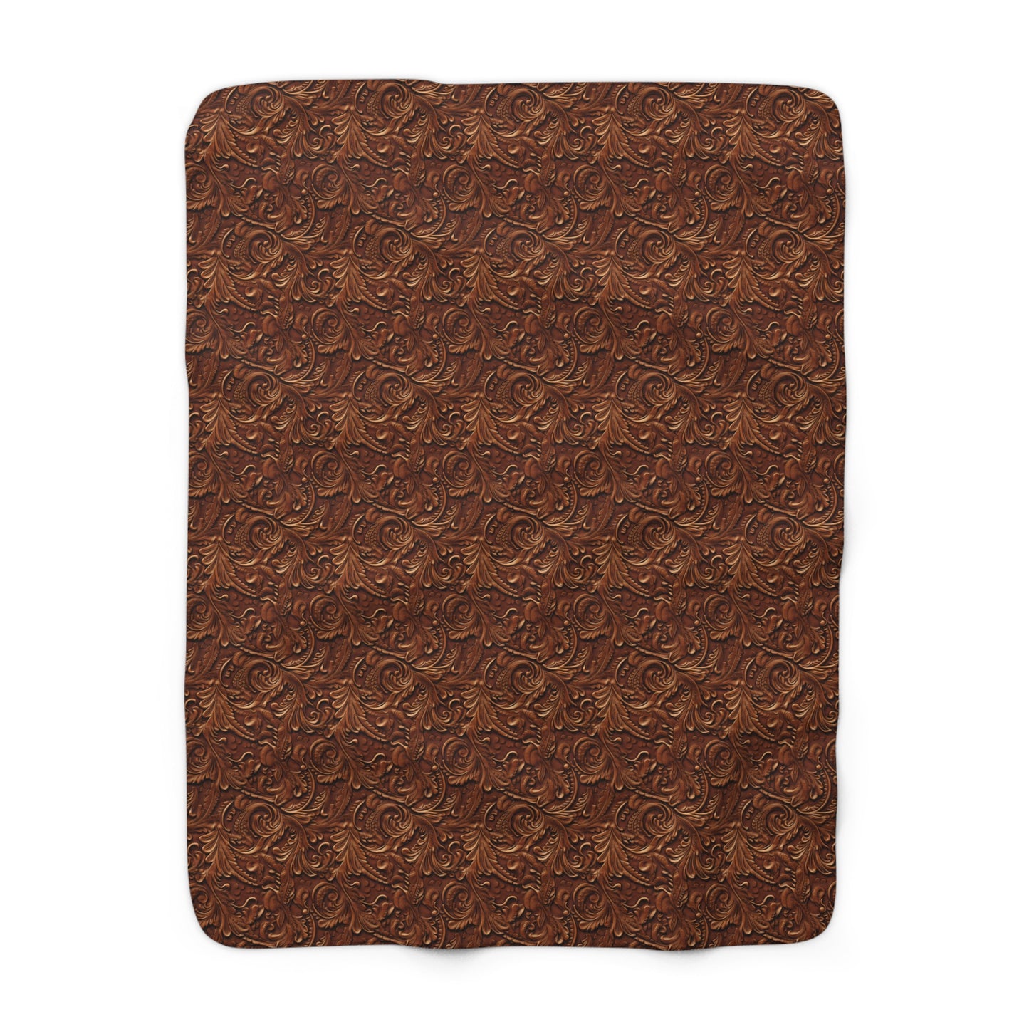 Tooled Leather-look Sherpa Fleece Blanket