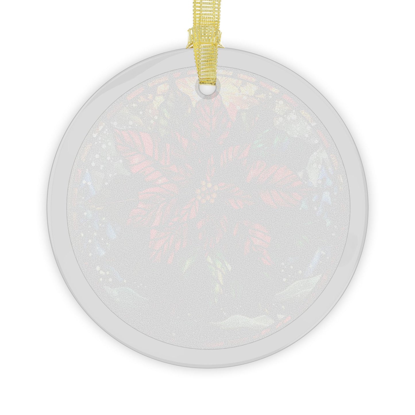 Stained Glass Style Poinsettia & Snow Glass Ornaments