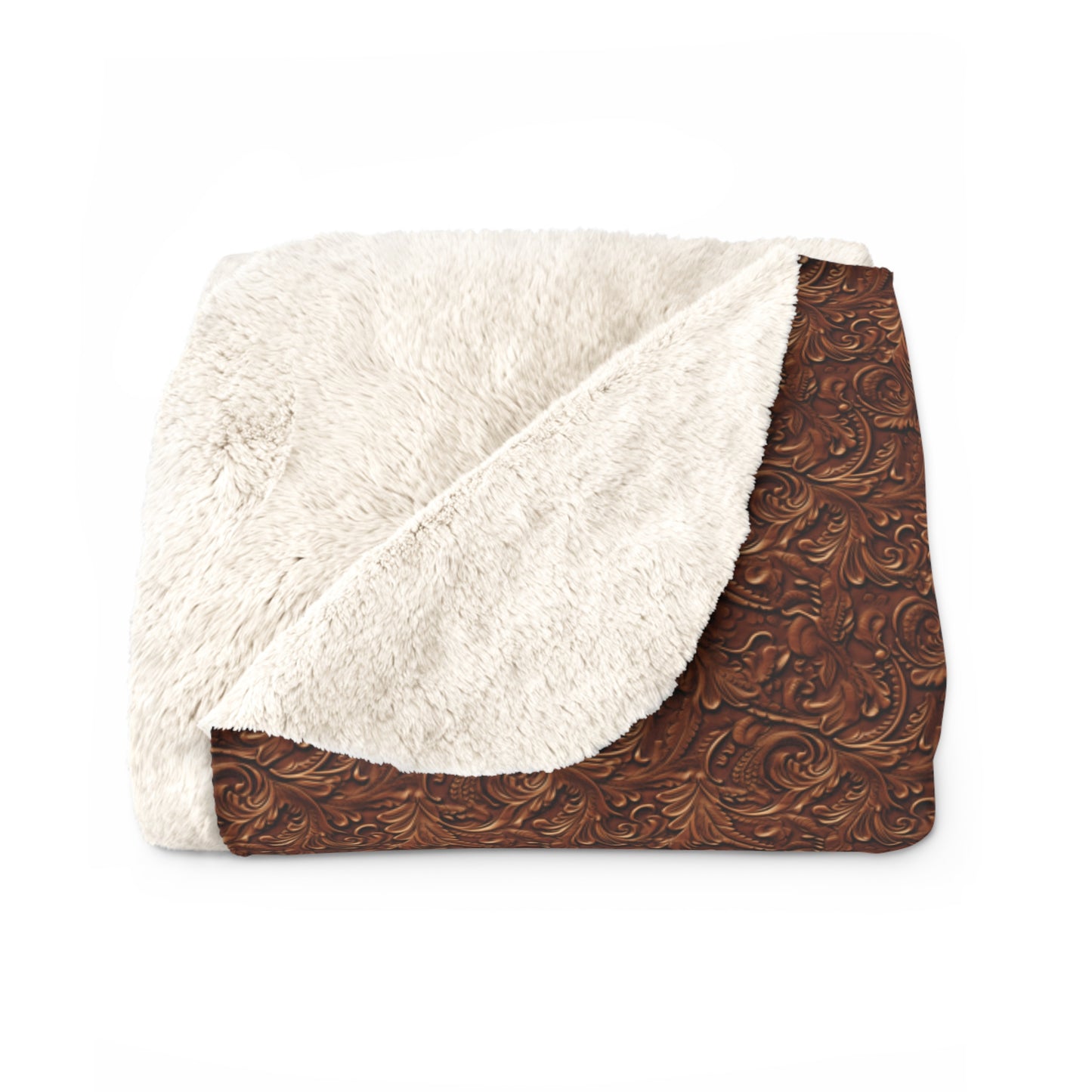 Sherpa Fleece Blanket - Tooled Leather