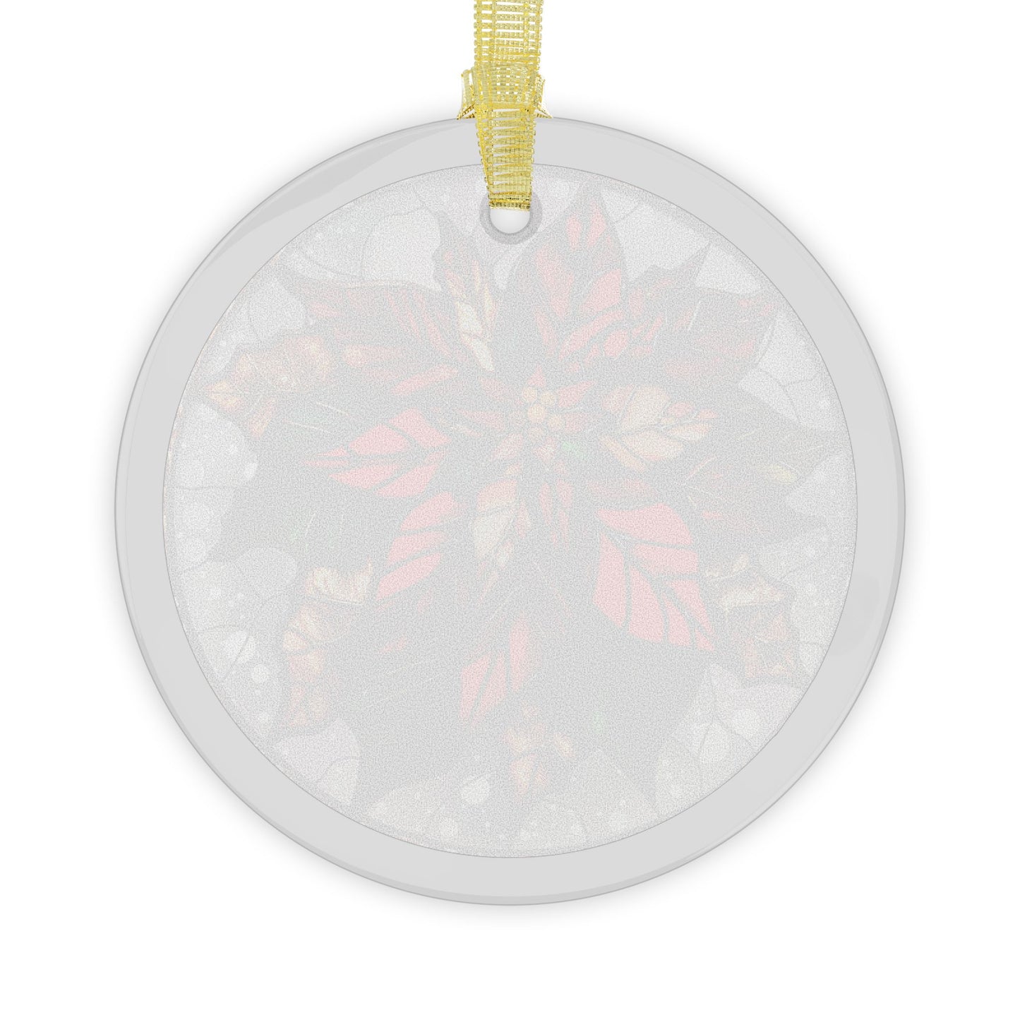 Stained Glass Style Poinsettia on White Glass Ornaments