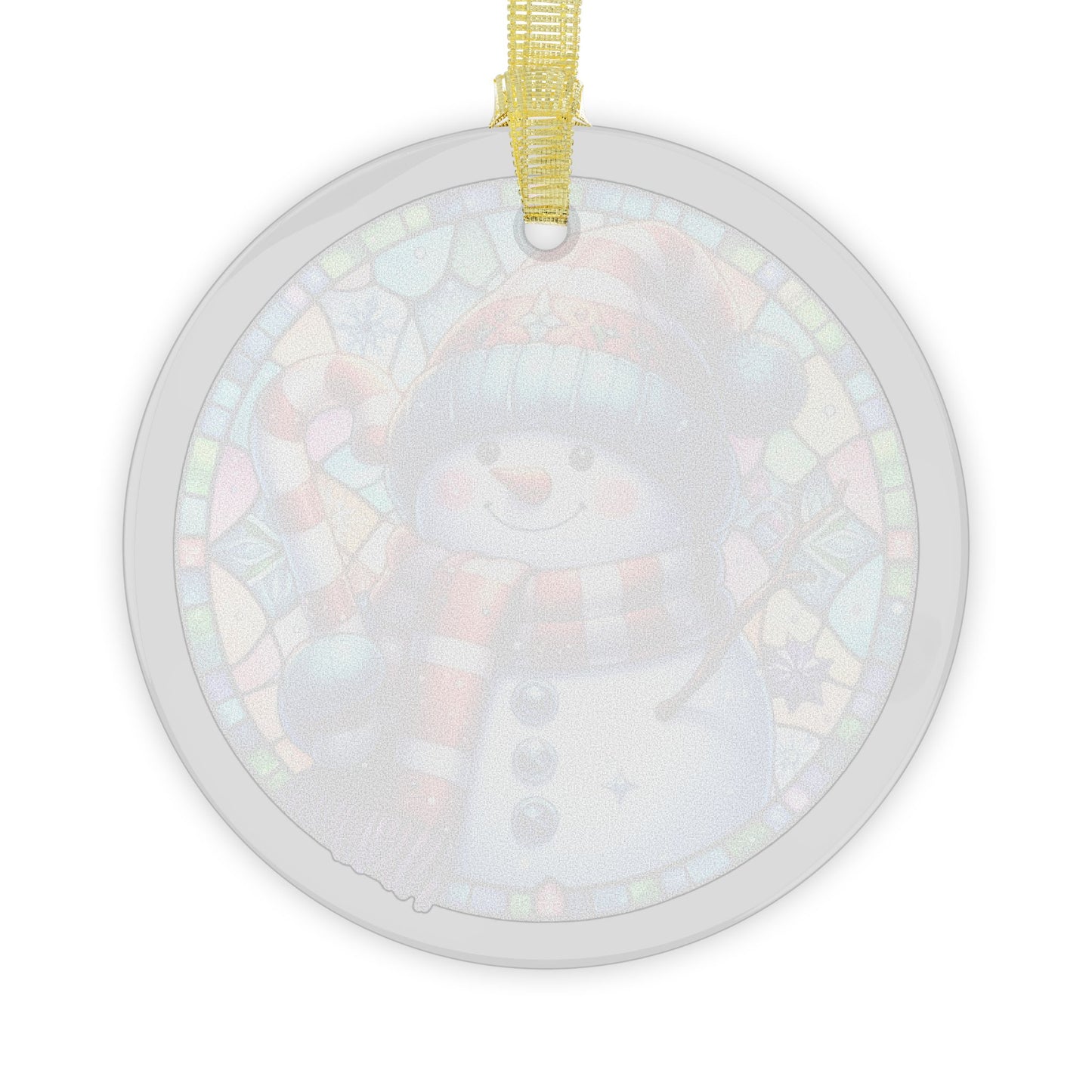 Stained Glass Style Snowman & Candy Cane Glass Ornaments