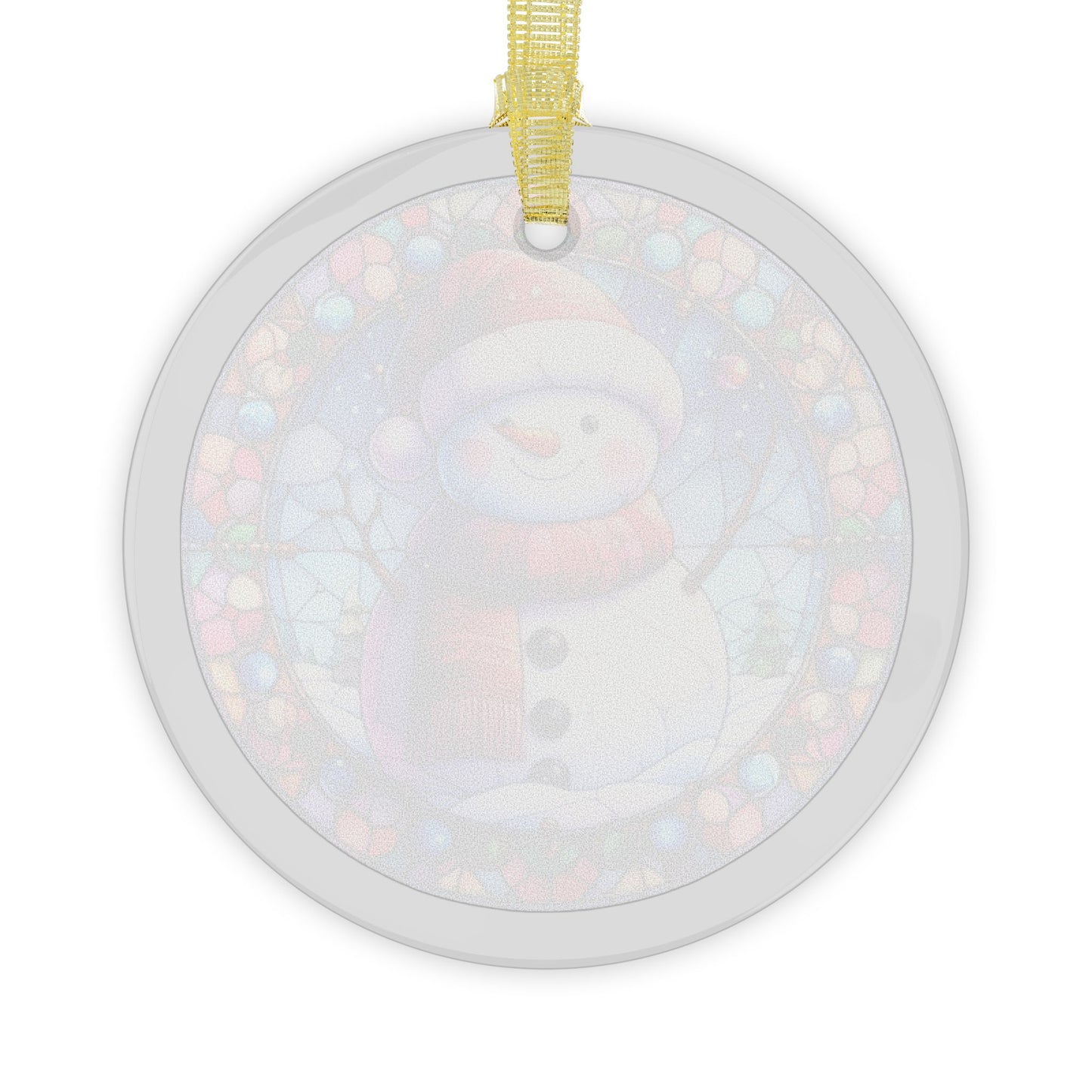 Stained Glass Style Snowman Red Hat Glass Ornaments