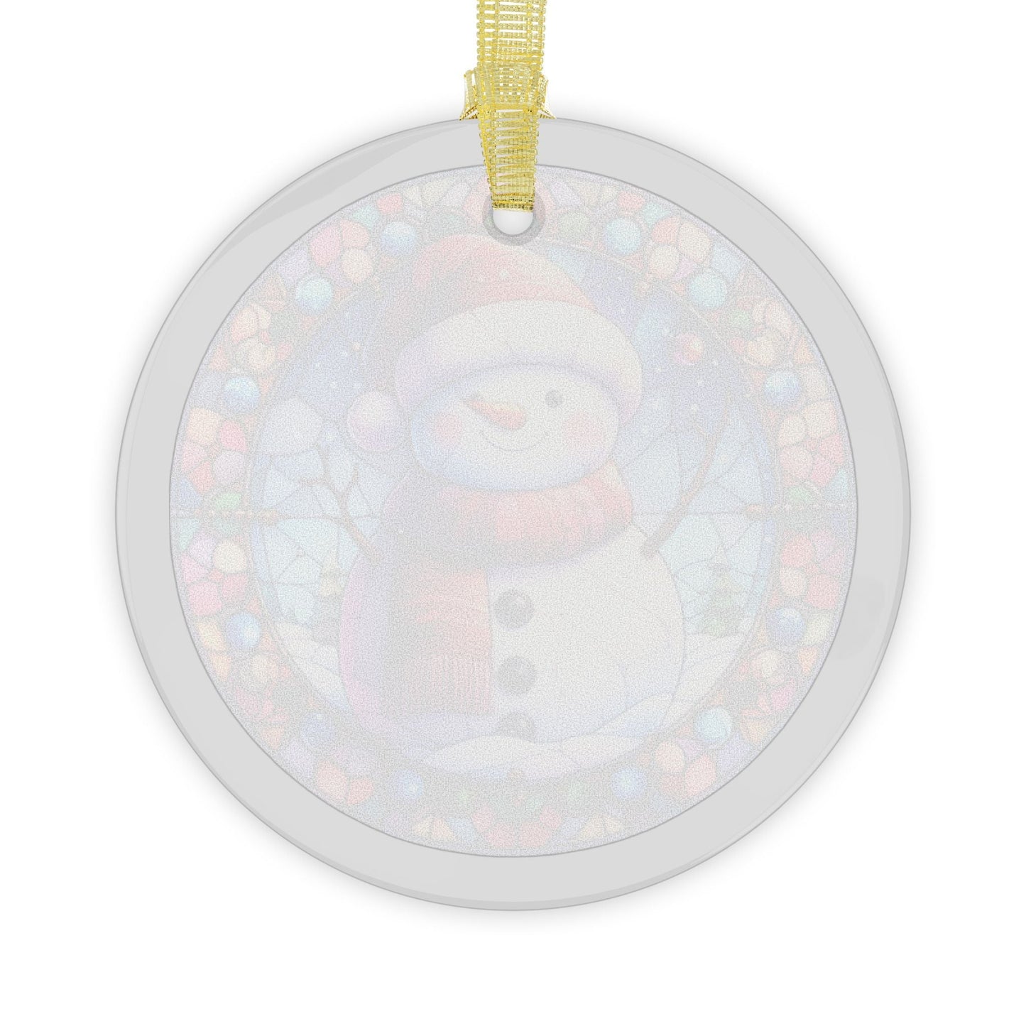 Stained Glass Style Snowman Glass Ornaments