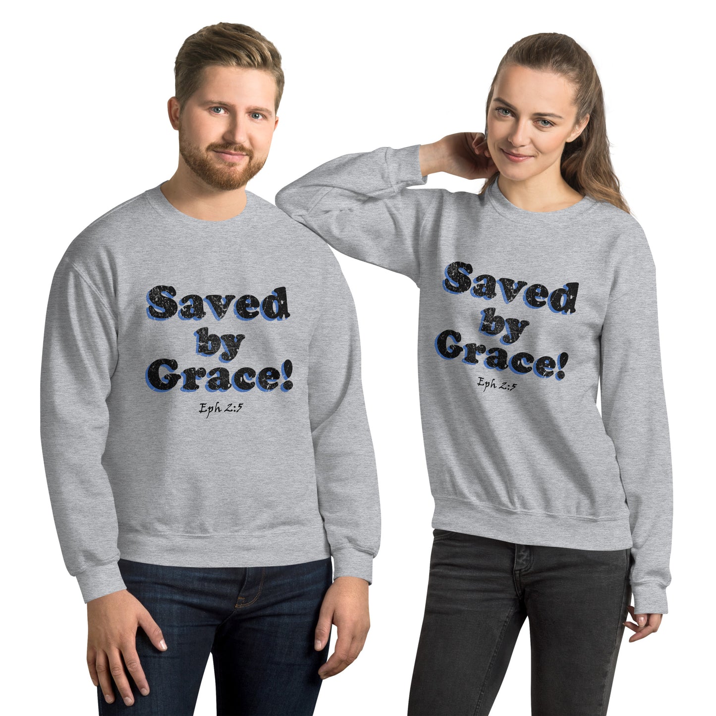 Saved by Grace! Unisex Sweatshirt - Solid Rock Designs | Christian Apparel