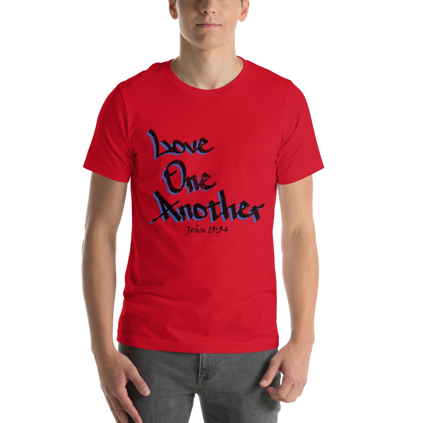 Love One Another Grunge Graffiti Unisex t-shirt - Solid Rock Designs | Christian Apparel