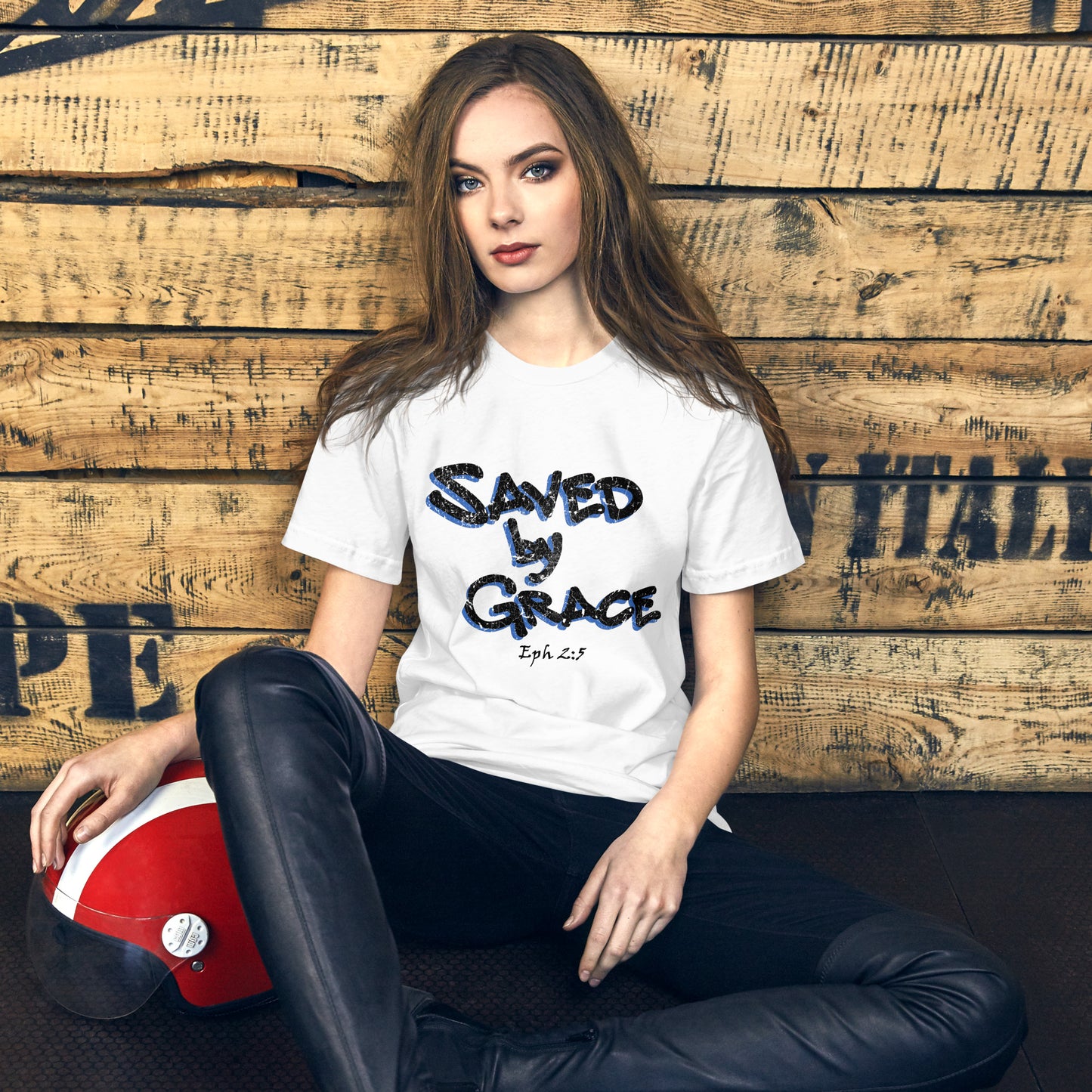 Saved by Grace Grungy-Graffiti Unisex T-shirt - Solid Rock Designs | Christian Apparel