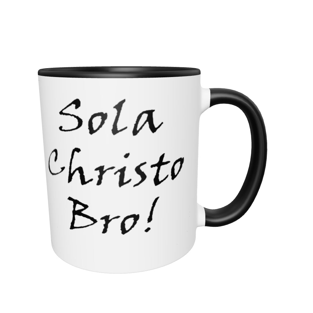 Sola Christo Bro! White Mug w/ Color