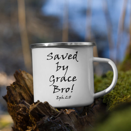 Save by Grace Bro! Enamel Mug - Solid Rock Designs | Christian Apparel