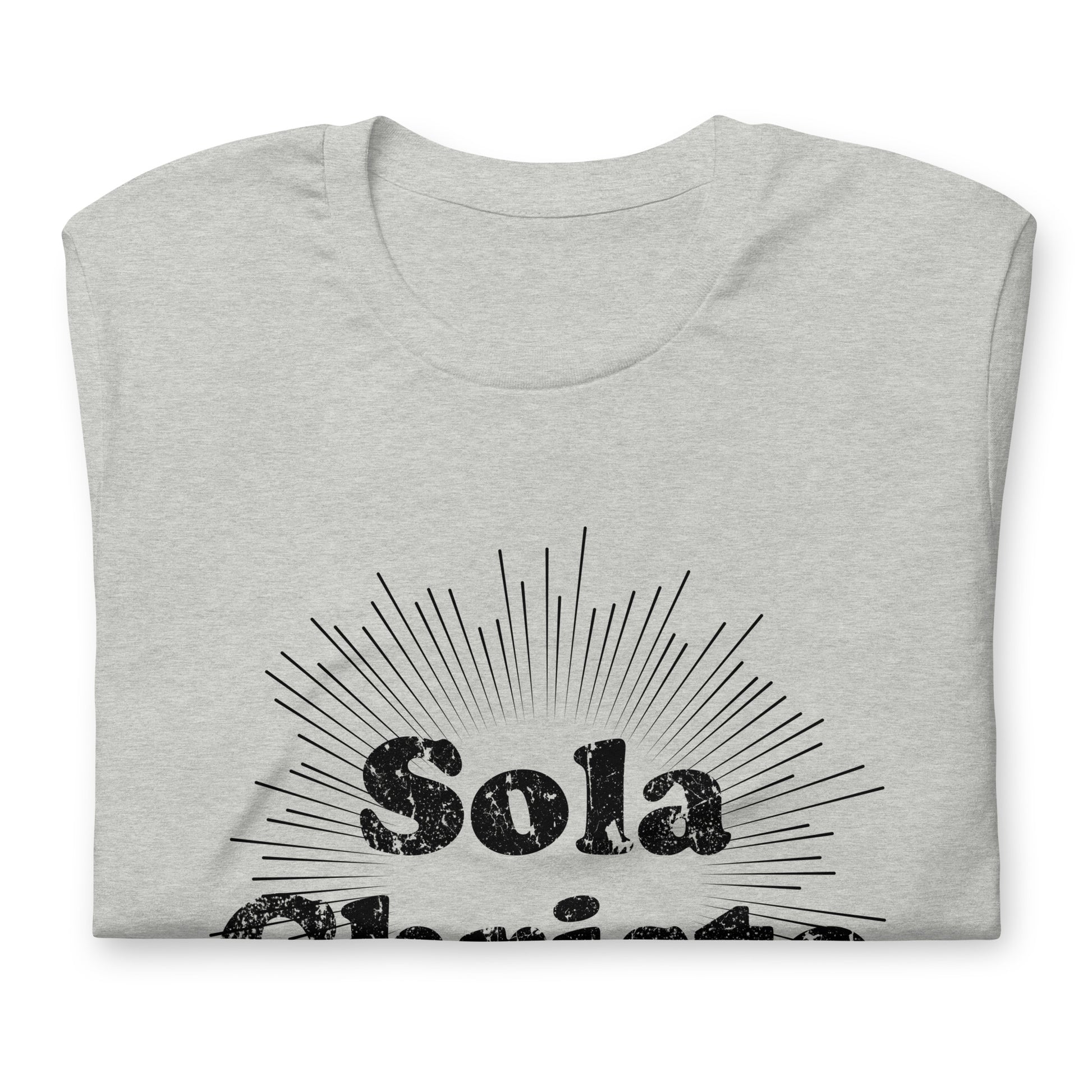 Sola Christo! Faded Sunburst Unisex t-shirt - Solid Rock Designs | Christian Apparel