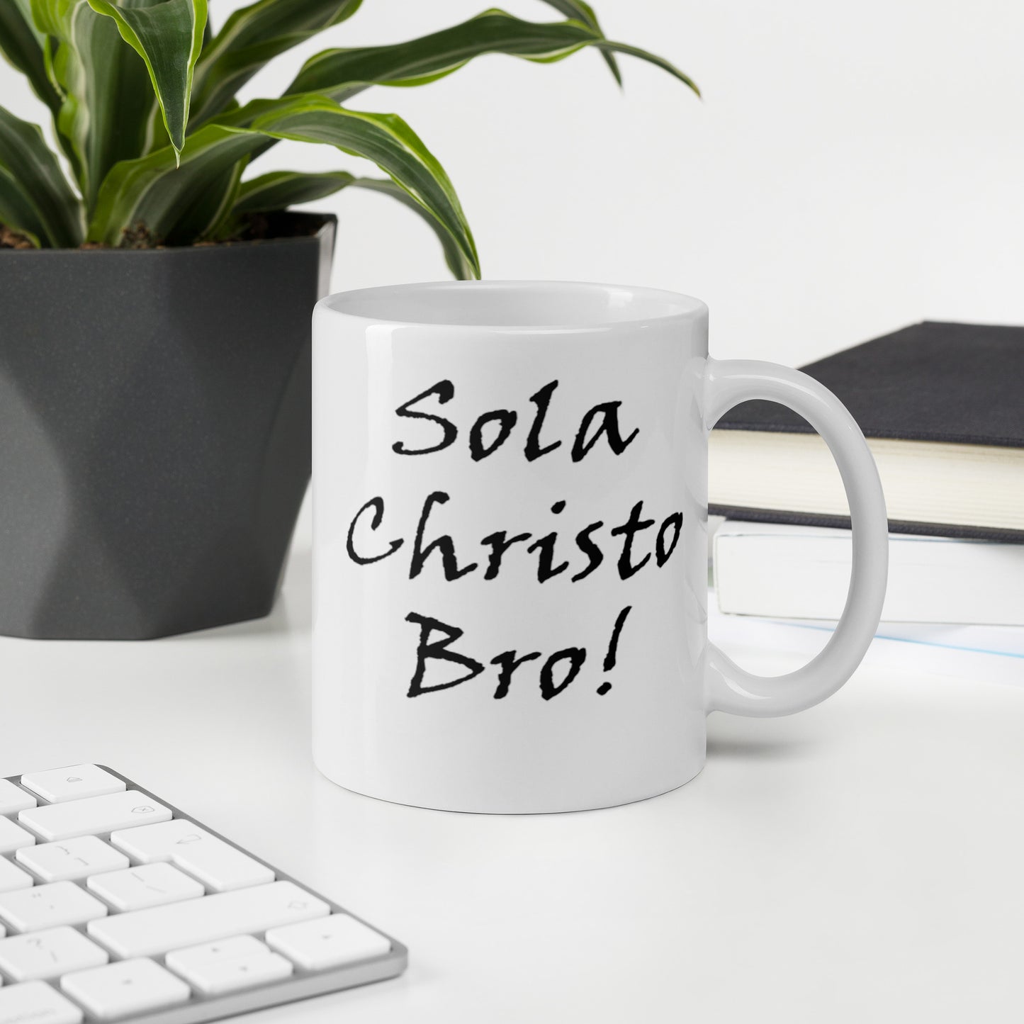 Sola Christo Bro! White Glossy Ceramic Mug - Solid Rock Designs | Christian Apparel